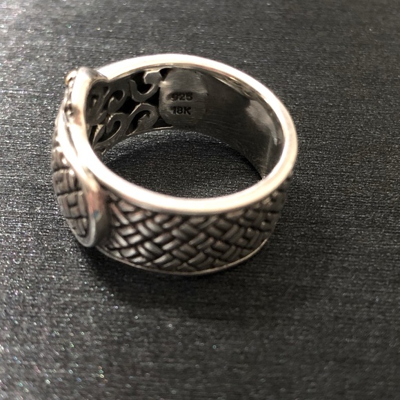 Robert Manse Designs Sterling Silver & 18k Gold Textured Buckle Band Ring - Picture 4 of 4